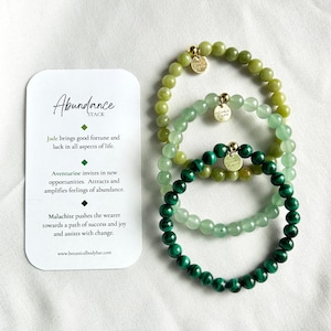 Abundance Crystal Armband Stack: Malakit, Aventurin och Jade