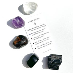 I Am Protected | positive affirmation crystal kit | pocket stones | crystals for protecting against negativity