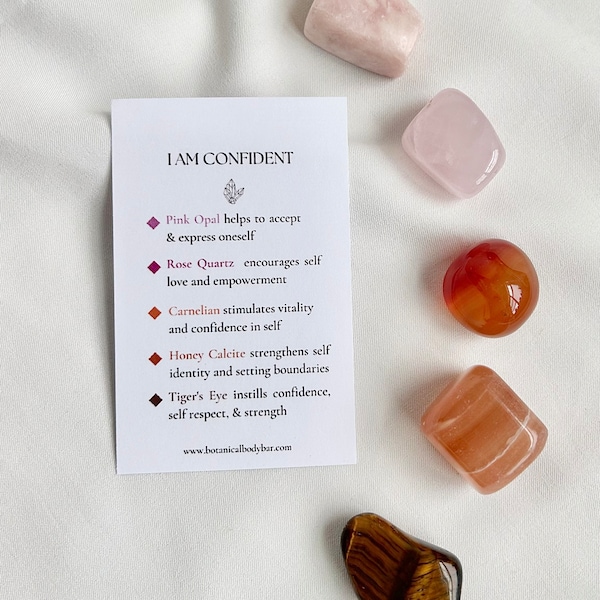 I Am Confident | positive affirmation crystal kit | pocket stones | manifest confidence and strength
