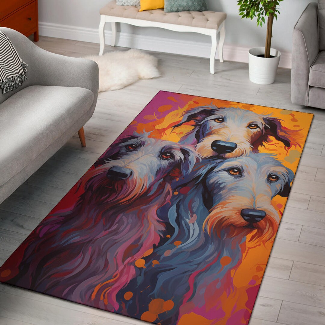 Irish Wolfhound Area Rug, Irish Wolfhound Trippy Rug, Irish Wolfhound ...