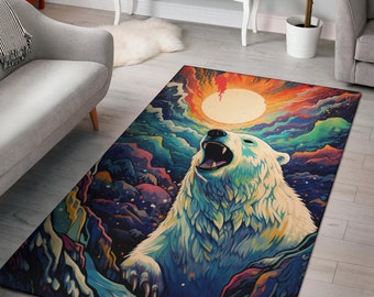 Polar Bear rug, Polar Bear Trippy Rug, Polar Bear Gifts, Polar Bear Decor