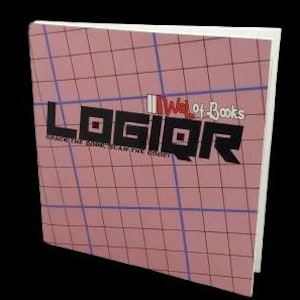 Peut inclure: Un carnet à motifs de grille rose et bleu avec le texte "Logior" en noir et "Wall of Books" en rouge. Le carnet a une reliure blanche et une couverture blanche.