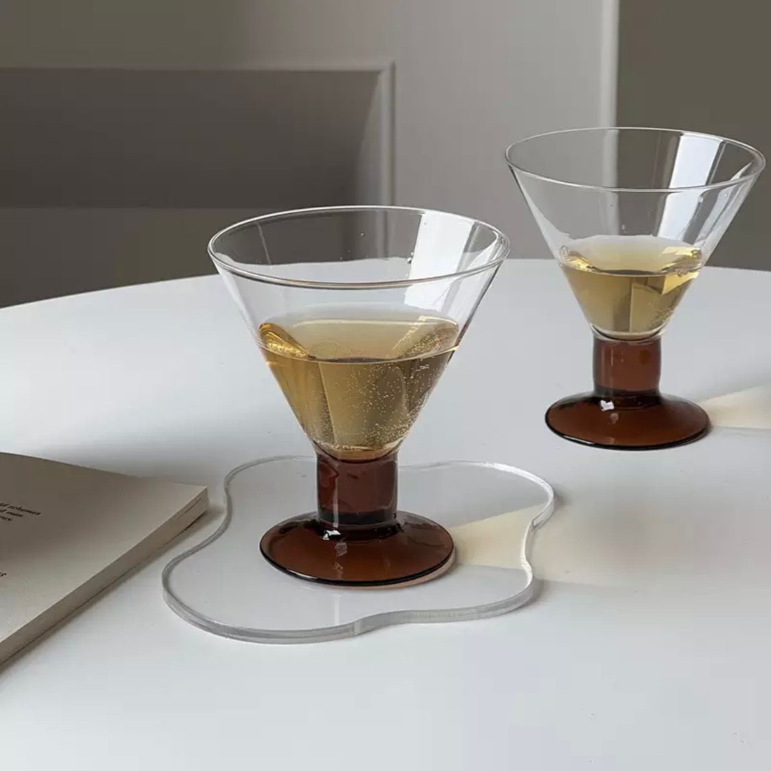 Elixir Glassware Stemless Martini Glasses Set of 4 - Hand Blown Crystal  Martini Glasses - Elegant Cocktail Glasses for Bar - 9oz, Clear