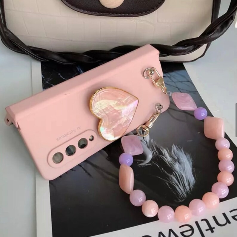 Samsung Galaxy Z Fold 3 Z Fold 4 Pink Phone Case With Heart Etsy