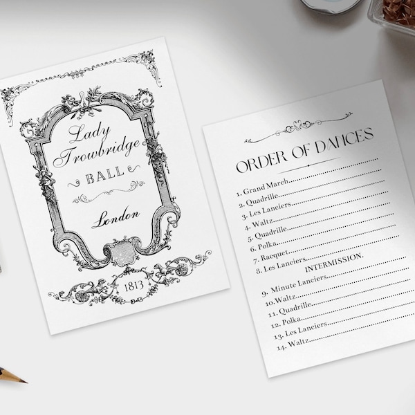 Editable Canva Template | Bridgerton Inspired Dance Card