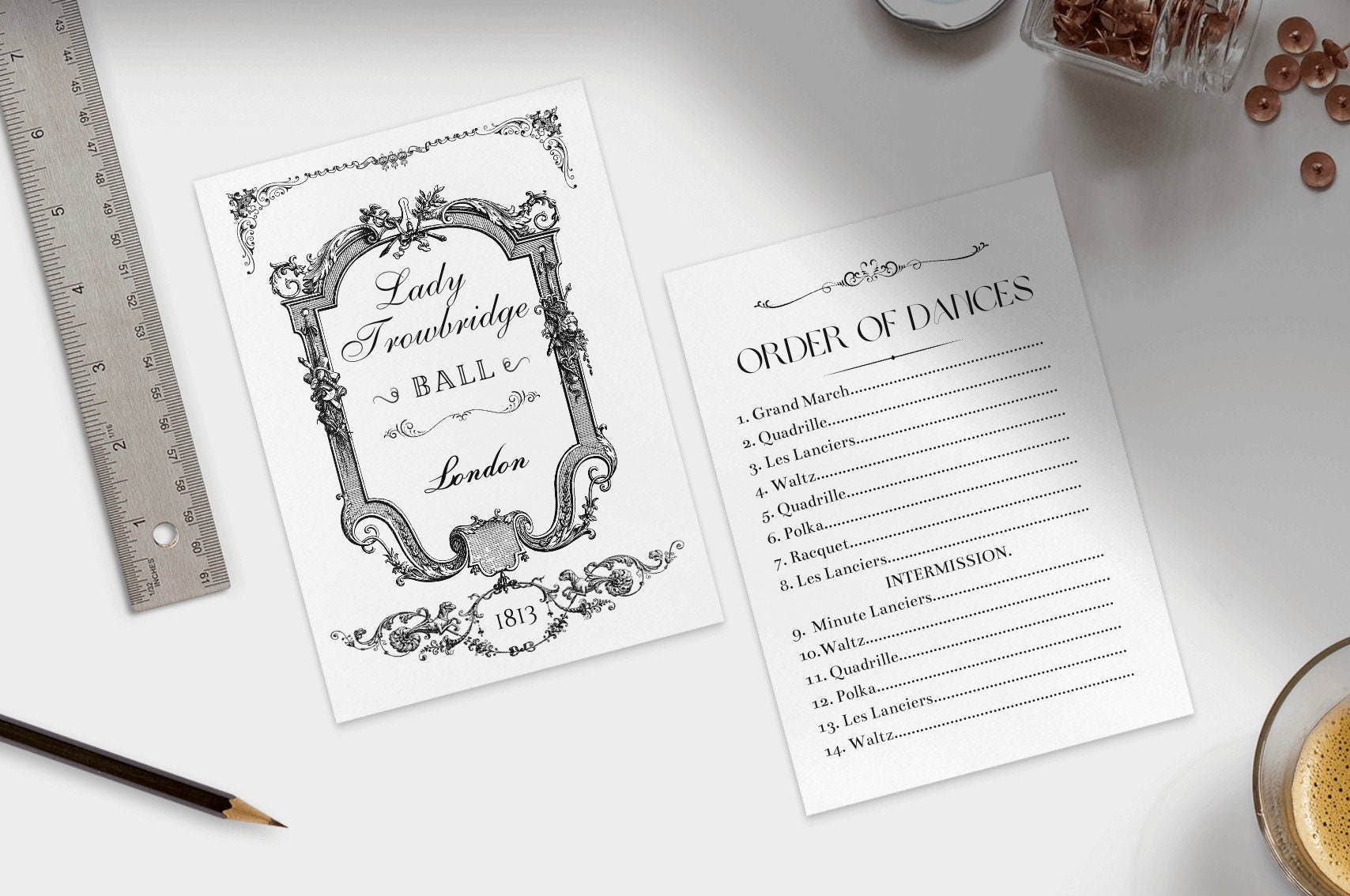 Editable Canva Template Bridgerton Inspired Dance Card Etsy