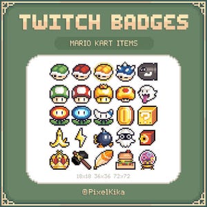 Mario Kart Items | Pixel Art Twitch Badges | Cute & Retro | Ready for use