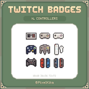 Nintend Controller | Pixel Art Twitch Badges | Cute & Retro | Ready for use