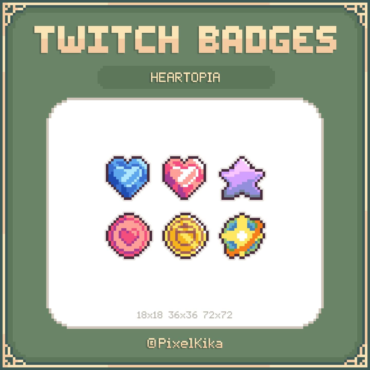 Heartopia Pixel Pattern Heartopia Hearts | 6 Pixel Art Twitch Bit / Sub Badges | Cute & Retro ...