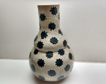 Vintage Elchinger et Cie Pottery Vase, Unique Shape and Design, France 1960s