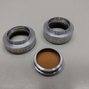 Vintage Nikon Nikkorex Zoom-8 Movie Camera Filter A 12,  22.5 mm,  Japan, 1960&#39;s, Plus 2 Tiffen Adapter Rings, Series C, USA (Lot of 3)