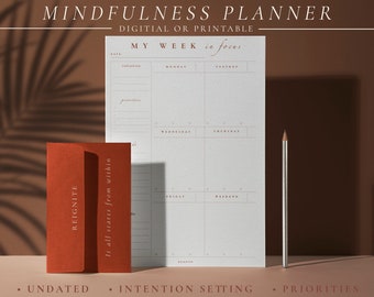 Weekly Mindfulness Template - Undated - Reusable Digital Download