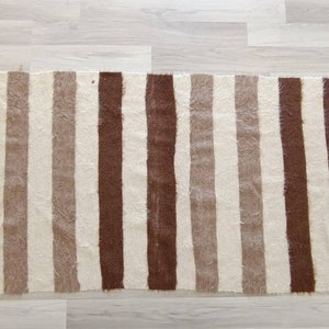 Turkish vintage rug Brown striped rugs kilim rug handmade rug white soft rug 6.5x2.3ft handmade soft rug soft runner rugs vintage runner rug