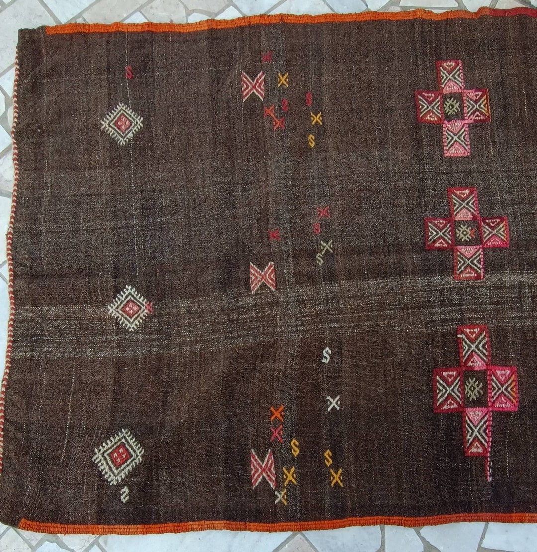 Dark Vintage Rug Dark Living Room Rug 7.2x4.3ft Black Area Rug Etsy