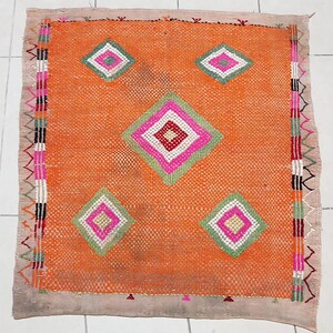 Alfombra Kilim turca vintage: alfombra decorativa de lana tribal tejida a mano