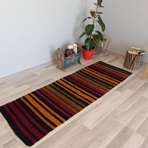 Striped runner rug vintage striped rug turkish striped rug rainbow striped rug turkish runner rug 5.4x2FT stripe rug 2x5 stripe rug wool rug