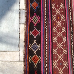2.5x4.1 FT vintage Accent rug kilim rug small vintage rug kitchen rug bedroom rug pink vintage rug primitive rug pink interior Turkish rug