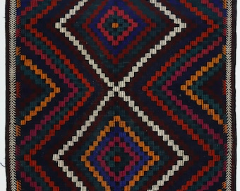 Vintage Usak Kilim Rug 7x9 ft | Handwoven Turkish Wool Flatweave | Large Tribal Area Rug | Boho Decor | Red Geometric Carpet