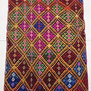 Tapis vintage turc Uşak Kilim : tapis tribal en laine tissée à la main (3,8 x 2,2 pi)