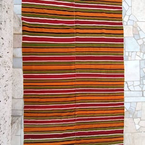 Rug for living room 5.5x8.9 FT rug for dining room stripe Area rug stripe kilim rug vintage rug area kilim rug 5x9 rug area stripe rug wool