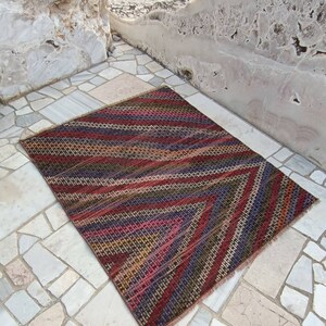3.7x3 FT Vintage turkish rug small rugs kilim rugs small vintage rug vintage kilim rug striped vintage rug stripe small rugs primitive rugs