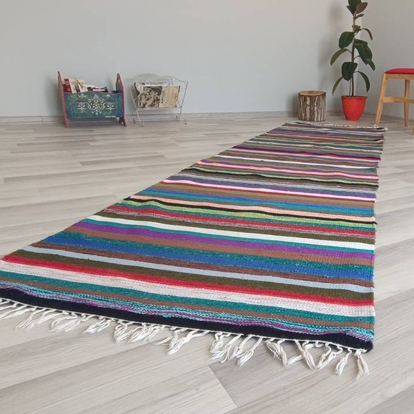 Striped rug striped runner rug 9.3x2.5 ft kilim runner 2x9 rug 2x9 striped rug handmade runner rug handmade 2x9 rug bright runner rug rugrug