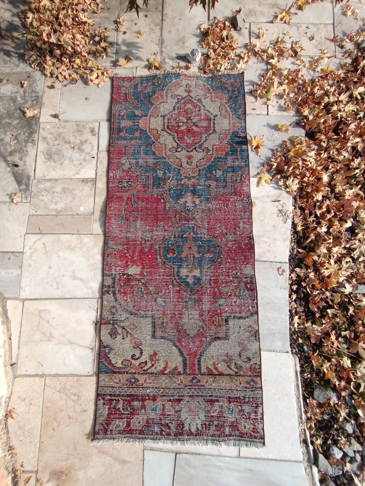 2.1x5.3 Vintage Runner Rug Faded Runner Rug Oushak Runner Rug Etsy