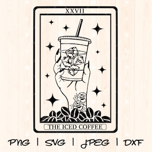 Eiskaffee Kaffee Tasse | Kaffeetasse geschnitten Datei | Koffein SVG | Latte geschnitten Datei | Kaffee Shirt | Kaffee-Schnitt-Datei | Lustiger KaffeeSpng Png Tarot
