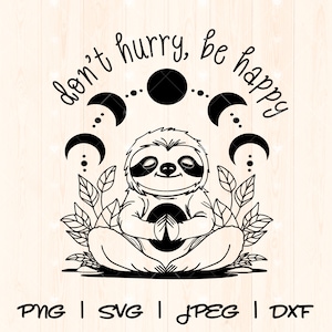 Sloth Svg Png | Cute Sloth Svg | Sloth Clipart | Funny Sloth Svg Lazy Sloth Svg Sleeping Meditating Sloth Svg Png Vector Silhouette Cut File