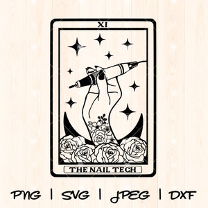 Nail Tech Svg | Nail Boss Svg | Nail Artist Svg | Nail Hustler Svg | Nail Technician Svg Png | Cute Funny Nail Tech Life Tarot Card Png Svg
