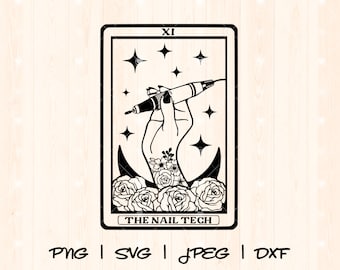 Nail Tech Svg | Nail Boss Svg | Nail Artist Svg | Nail Hustler Svg | Nail Technician Svg Png | Cute Funny Nail Tech Life Tarot Card Png Svg