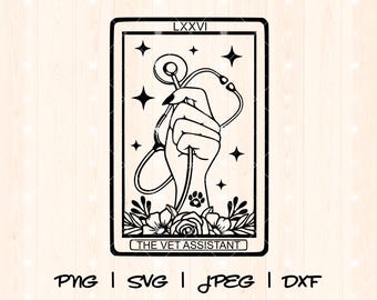 Png Svg assistant vétérinaire | Assistant vétérinaire Svg png | Vet Tech Svg | Stéthoscope empreinte de patte Svg | Svg vétérinaire | Carte de tarot vétérinaire Svg Png