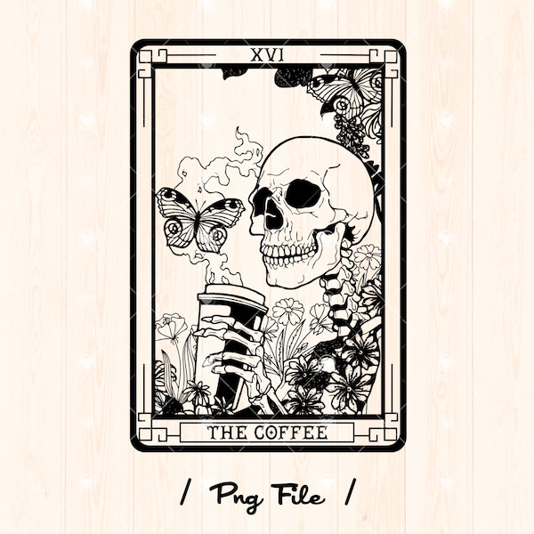 Tarot Card Png / Skeleton Png / Skull Png / The Coffee Tarot Card Png / Death Tarot Card Png / Goth Gothic Png / Witchcraft Digital Download