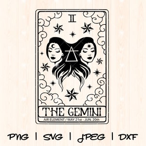 Gemini Svg Png | Gemini Zodiac Svg | Gemini Sign Svg | Gemini Cut File | Gemini Horoscope Svg | Gemini Tarot Card Svg Png Birthday Svg