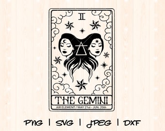 Gemini Svg Png | Gemini Zodiac Svg | Gemini Sign Svg | Gemini Cut File | Gemini Horoscope Svg | Gemini Tarot Card Svg Png Birthday Svg