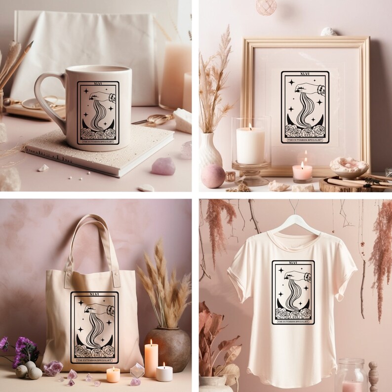 Puede incluir: Un conjunto de cuatro productos con un dise&ntilde;o de carta de tarot con el texto "XVI. THE TOWER (THE EXTREMELY UNEXPECTED)". Los productos incluyen una taza de cer&aacute;mica blanca, una bolsa de mano, una impresi&oacute;n enmarcada y una camiseta.