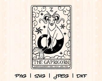 Capricorn Svg Png | Astrology Svg | Zodiac Svg | Capricorn Season Svg | Capricorn Cut File | Capricorn Sign Tarot Card Birthday Svg Png