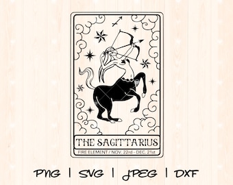 射手座 SVG PNG | 占星術 SVG | 星座 SVG | 射手座の季節 SVG | 射手座のカットファイル | 星占いタロットカード誕生日 SVG PNG