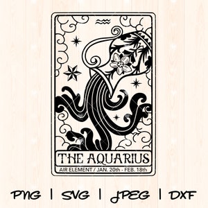 Svg png Verseau | Verseau saison Svg | Svg du zodiaque Verseau | Fichier de coupe Aquarius | Zodiaque Horoscope Verseau Tarot Carte Svg Png Anniversaire Svg