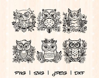 Sowa Svg Png | Sowa Wektor | Sowa Clipart | Słodka Sowa Svg | Kwiatowa Sowa Svg | Kwiatowe Sowy Svg | Sowy Svg Pakiet Svg | Sowa Plik Cięty Zwierzę Leśne Svg