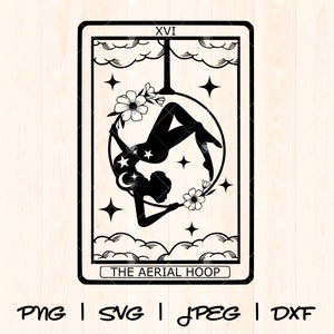Aro aéreo Svg Png / Lyra Svg Png / Acrobata aéreo Svg / Fitness aéreo Svg / Acróbata aéreo Svg Silueta de aro aéreo Carta del tarot Svg Png