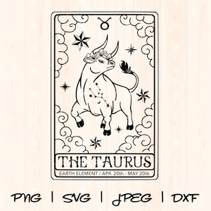 Taurus Svg Png | Astrology Svg | Taurus Sign Svg Png | Taurus Zodiac Svg | Bull Taurus Cut File Taurus Clipart Tarot Card Horoscope Svg Png