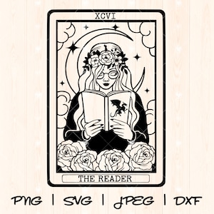 Lesezeichen | Buch-Svg Png | Buchliebhaber zwar | Blumenbuch geschnitten Datei | Buch Leser SVG | Lesezeichen | Leser-Tarot-Karten-Svg-Librrian-Svg Png