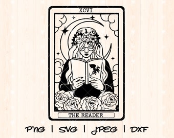 Reading Svg | Book Svg Png | Book Lover Svg | Floral Book Svg | Book Reader Svg | Booktrovert Svg | Reader Tarot Card Svg Librarian Svg Png