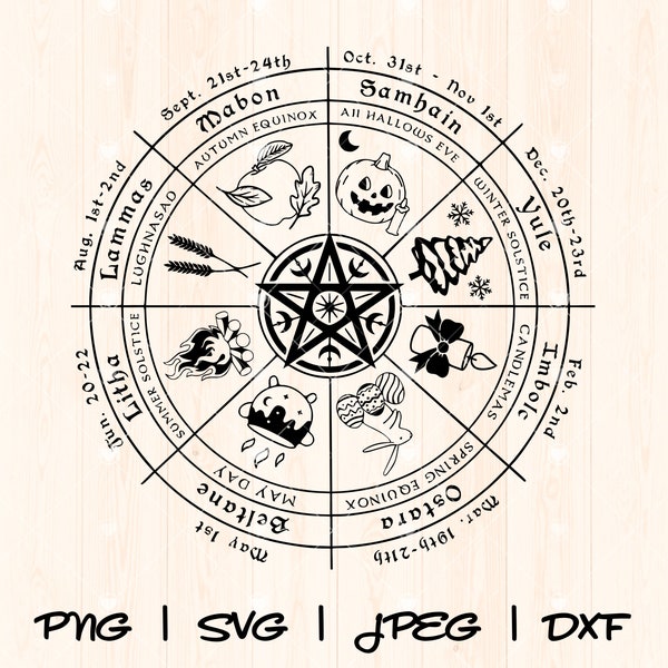 Wheel of the Year Svg | Wicca Svg | Witch Svg | Witchcraft Svg | Wiccan Svg | Pagan Svg | Gothic Svg | Magic Mystical Svg Png | Occult Svg