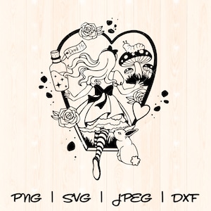 Alice nel paese delle meraviglie Svg / Alice nel paese delle meraviglie Png / Drink Me Wonderland Svg / Coniglio bianco Svg / Fungo Alice nel paese delle meraviglie Clipart