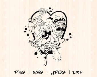 Alice In Wonderland Svg | Alice In Wonderland Png | Drink Me Wonderland Svg | White Rabbit Svg | Mushroom Alice In Wonderland Clipart