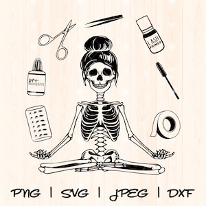 Lash Artist Svg / Lash Boss Svg / Lash Tech Png Svg / Lash Queen Svg / Lash Technician Svg / Skeleton Lash Artist Tools Png Svg Design per magliette