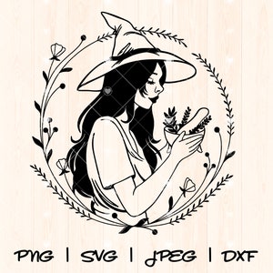 Bruxa Verde Svg Png | Ervas Mágicas Svg | Cozinha de Bruxas Svg | Bruxa Botânica Svg | Almofariz e Pilão Svg | Amante de Plantas Pagãs Bruxa Svg Png