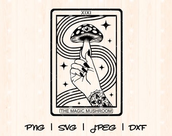 Mushroom Svg Png | Magic Mushroom Svg | Mushroom Shirt Svg | Stoner Girl Svg | Mystic Mushroom Svg | Trippy Psychedelic Tarot Card Svg Png
